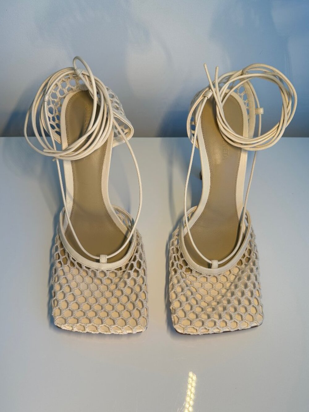 BOTTEGA VENETA Stretch Lace-Up Sandal (Toile) Size 9
